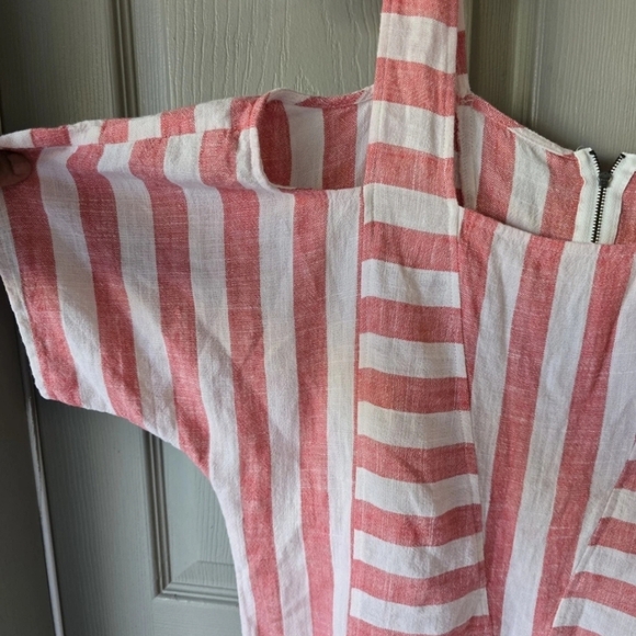 Soft Surroundings Women Linen Blend Top XS Cold Shoulder Striped Casual - Picture 9 of 14